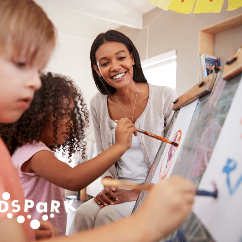 Children participating in an after-school program at KidSpark, engaging in educational and recreational activities.